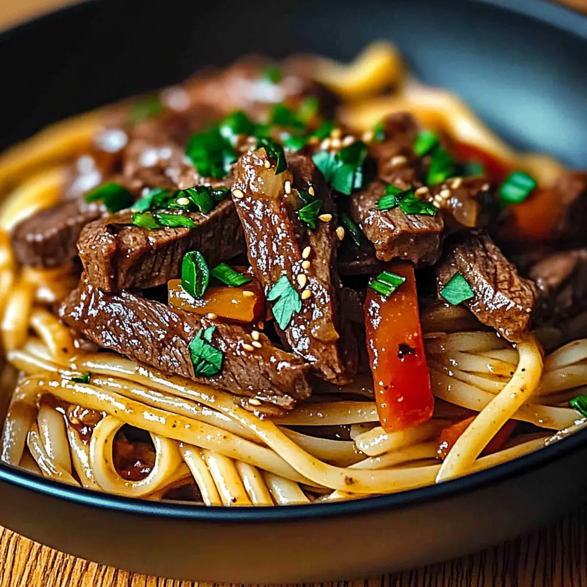 Sweet And Spicy Garlic Steak Pasta