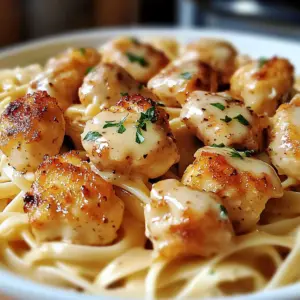 Garlic Butter Chicken Bites with Creamy Parmesan Pasta