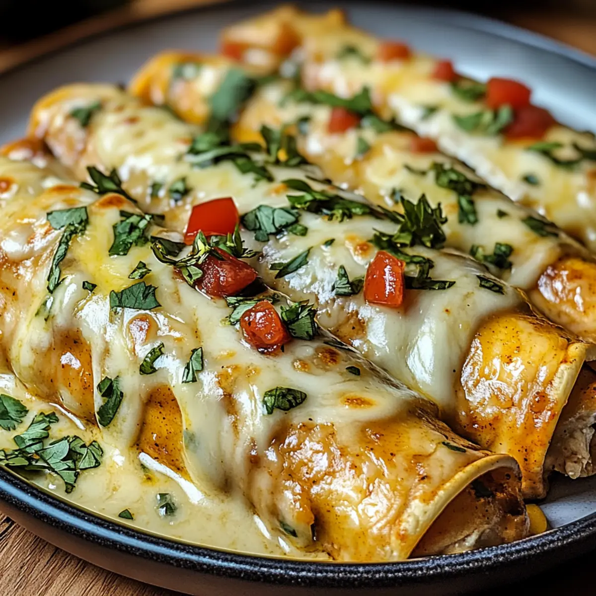 Green Chile Pepper Jack Chicken Enchiladas