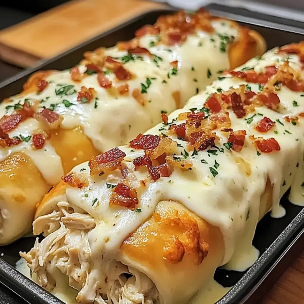 Loaded Bacon Chicken Alfredo Stuffed Breadstick