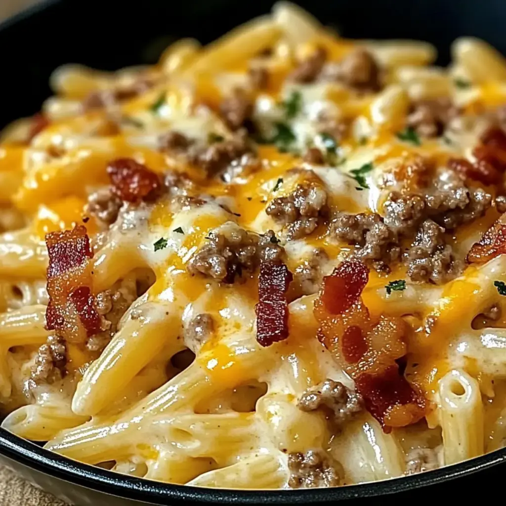 Loaded Cheeseburger Alfredo Pasta