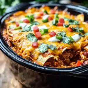 Crockpot Chicken Enchilada Casserole