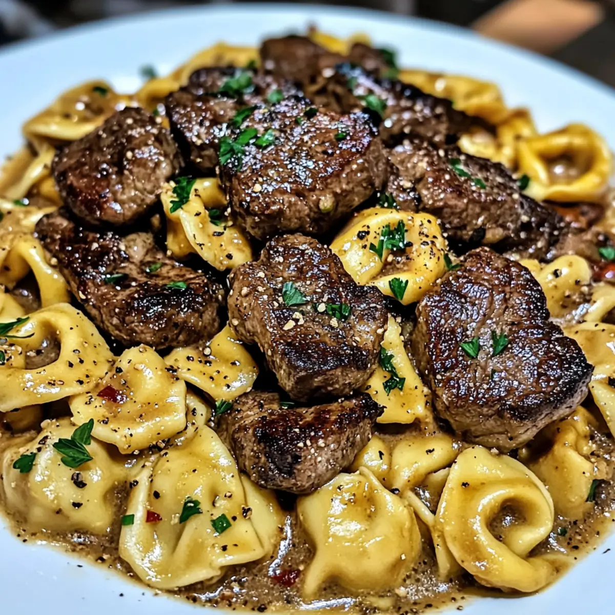 Cowboy Butter Tortellini Steak Bites