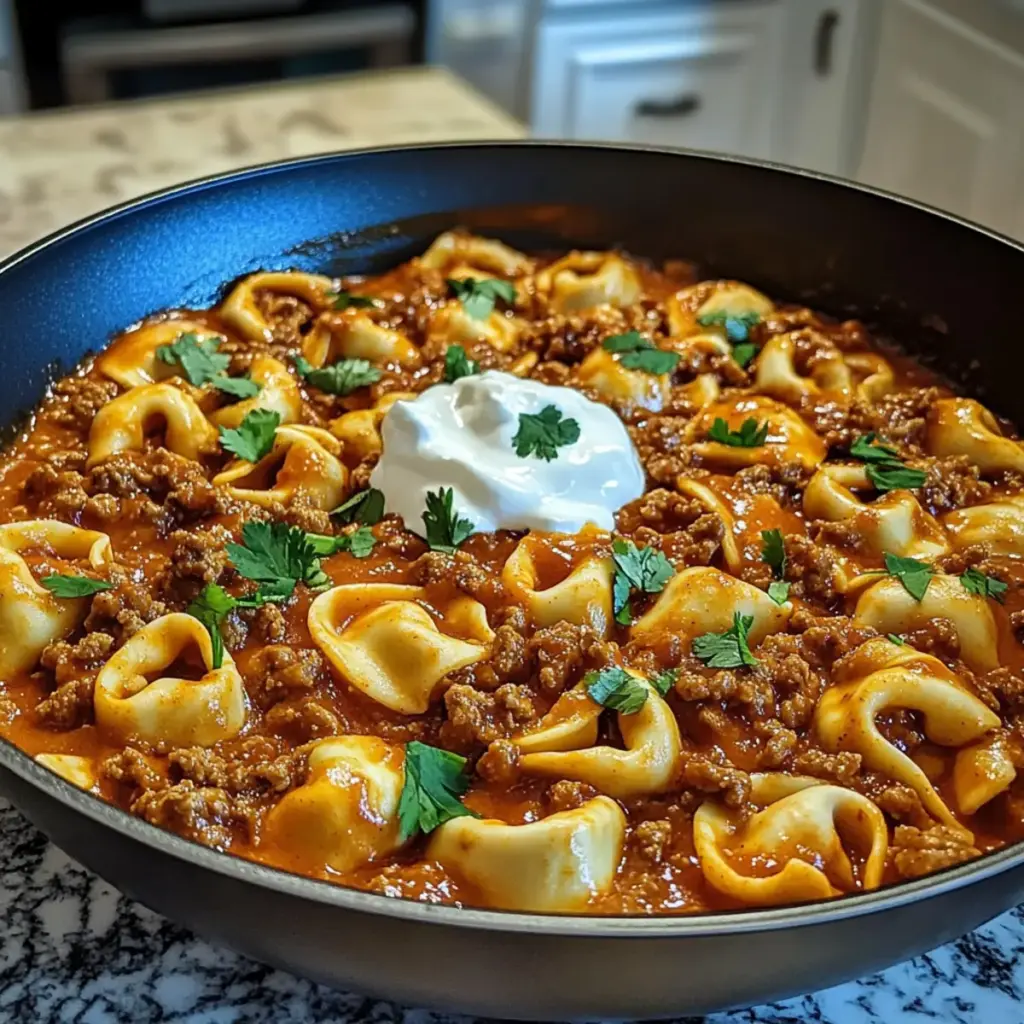 Cheesy Beef Enchilada Tortellini
