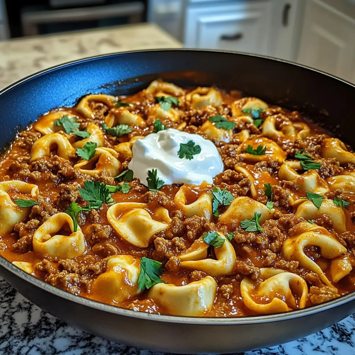 Cheesy Beef Enchilada Tortellini