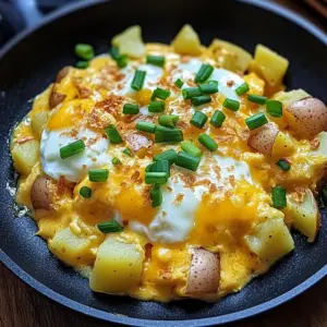 Cheesy Potato Egg Scramble