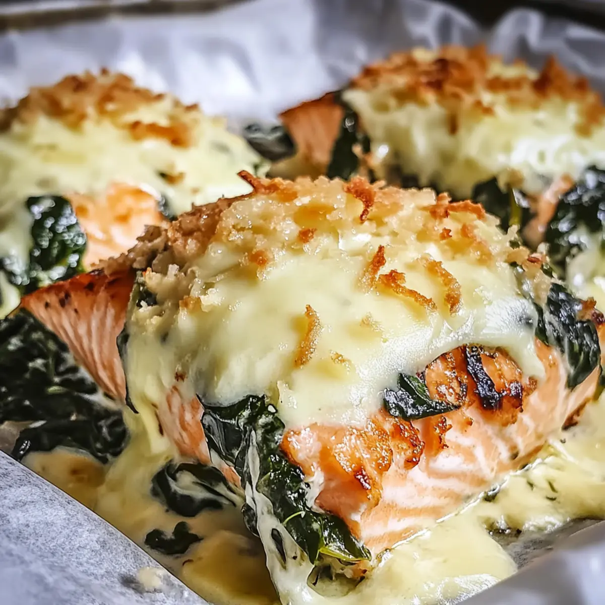 Baked Salmon with Spinach and Mozzarella Bliss