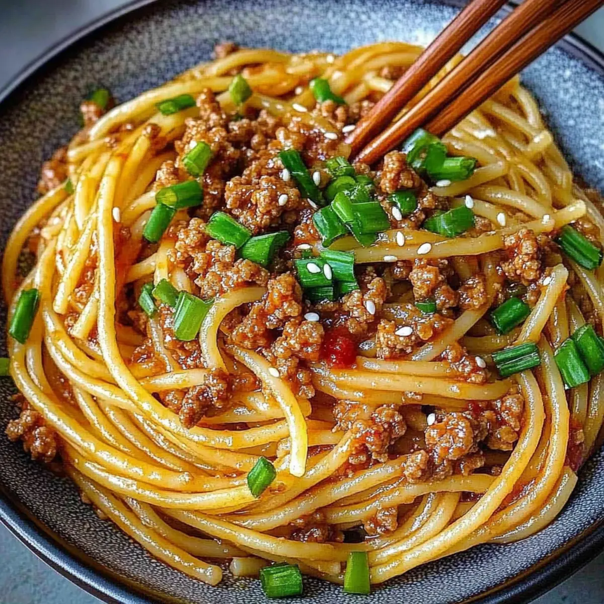 Asian-Style Ground Beef Spaghetti