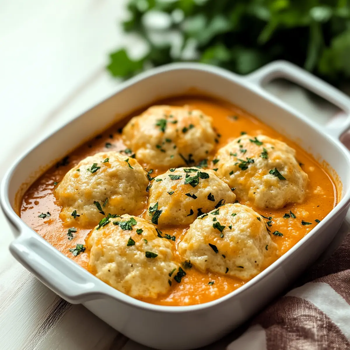 Tomato Soup with Cheddar Dumplings