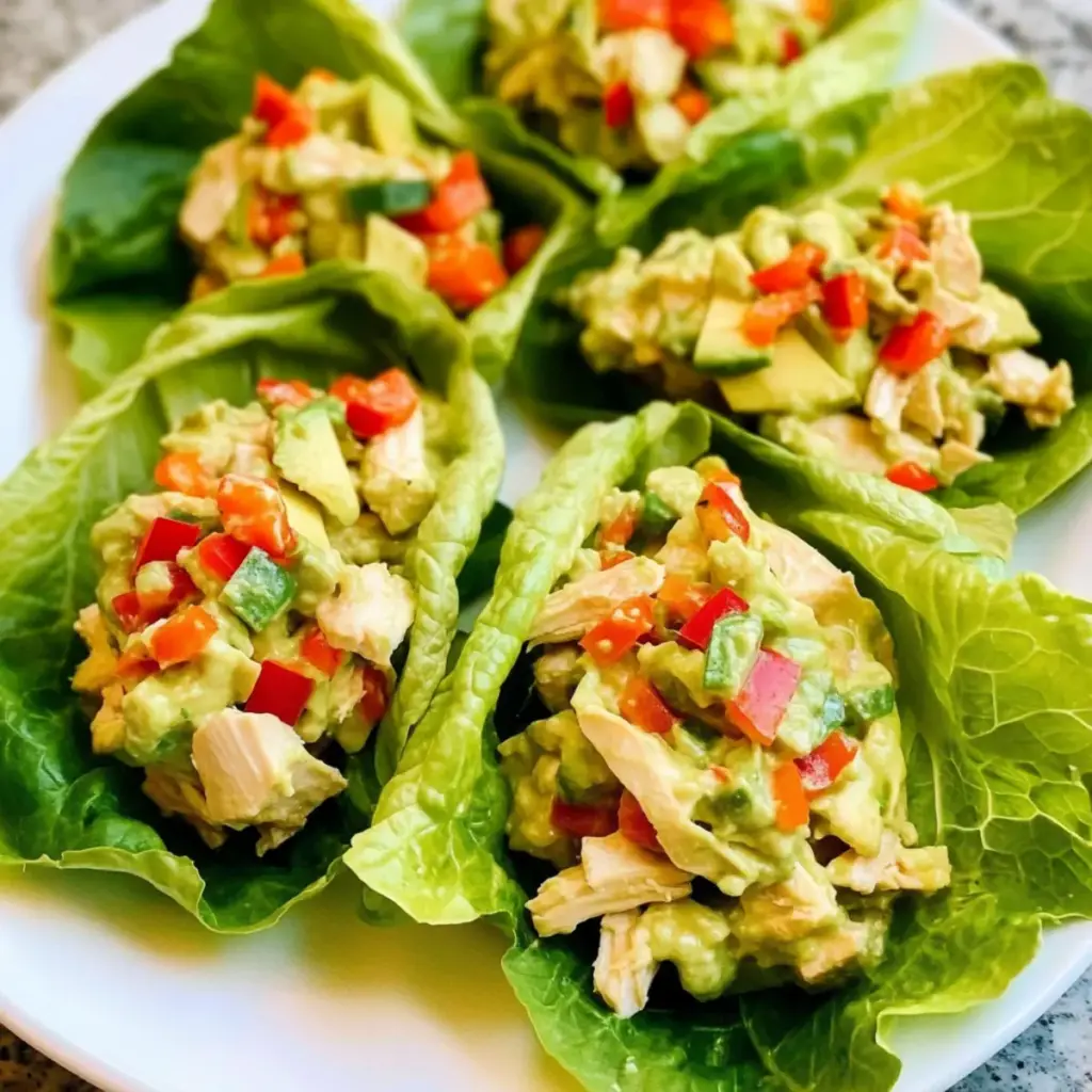 Avocado Chicken Salad Lettuce Wraps