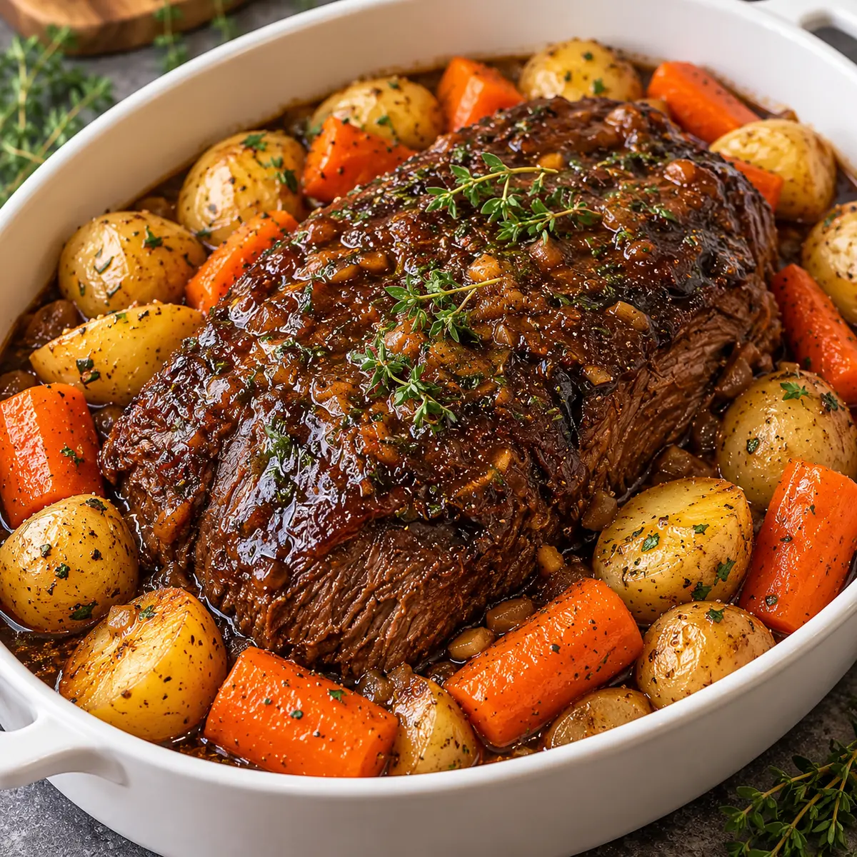 Balsamic Glazed Pot Roast in a Slow Cooker — featured