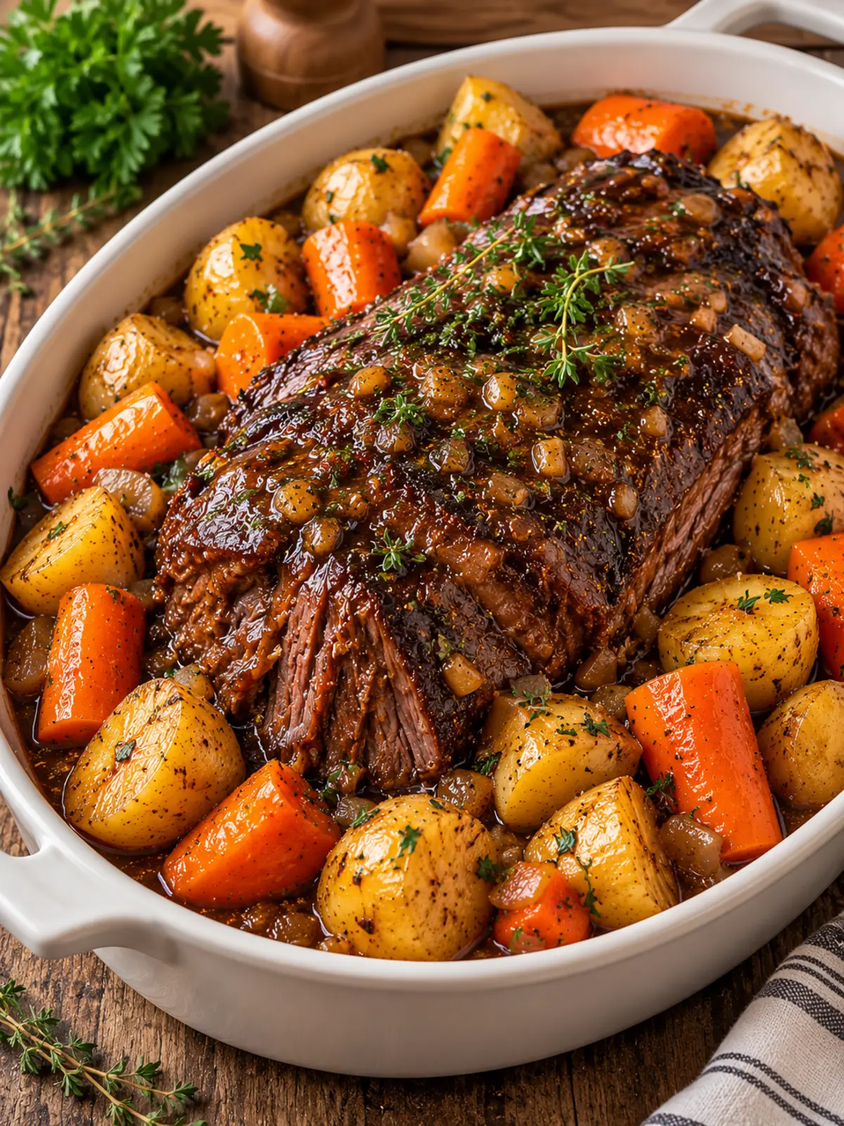Balsamic Glazed Pot Roast in a Slow Cooker — finished-dish