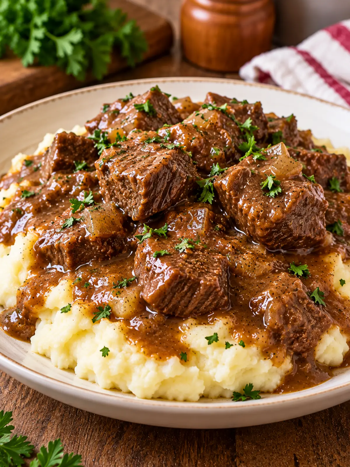 Beef Tips and Gravy with Mashed Potatoes — final