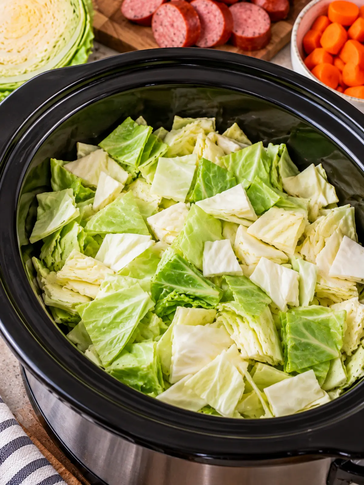 Cabbage and Sausage in a Slow Cooker — process