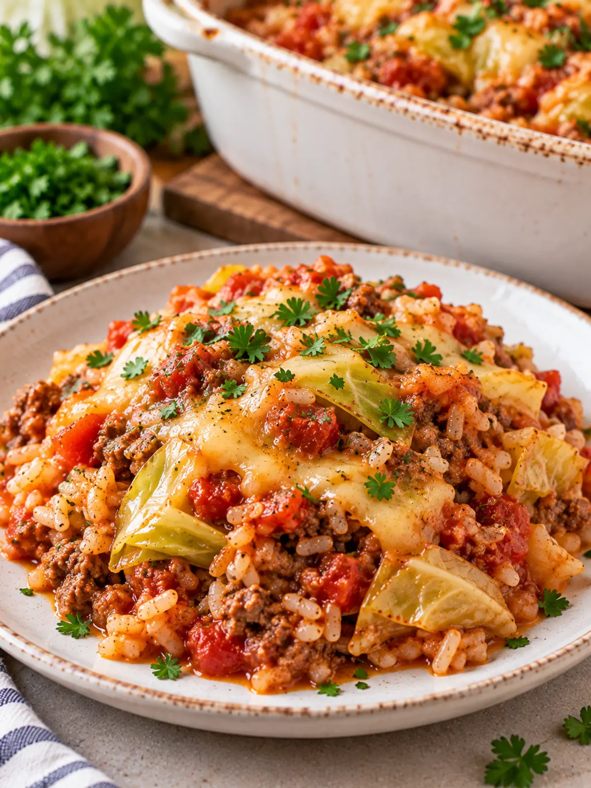 Cabbage Roll Casserole in a Crockpot — final dish