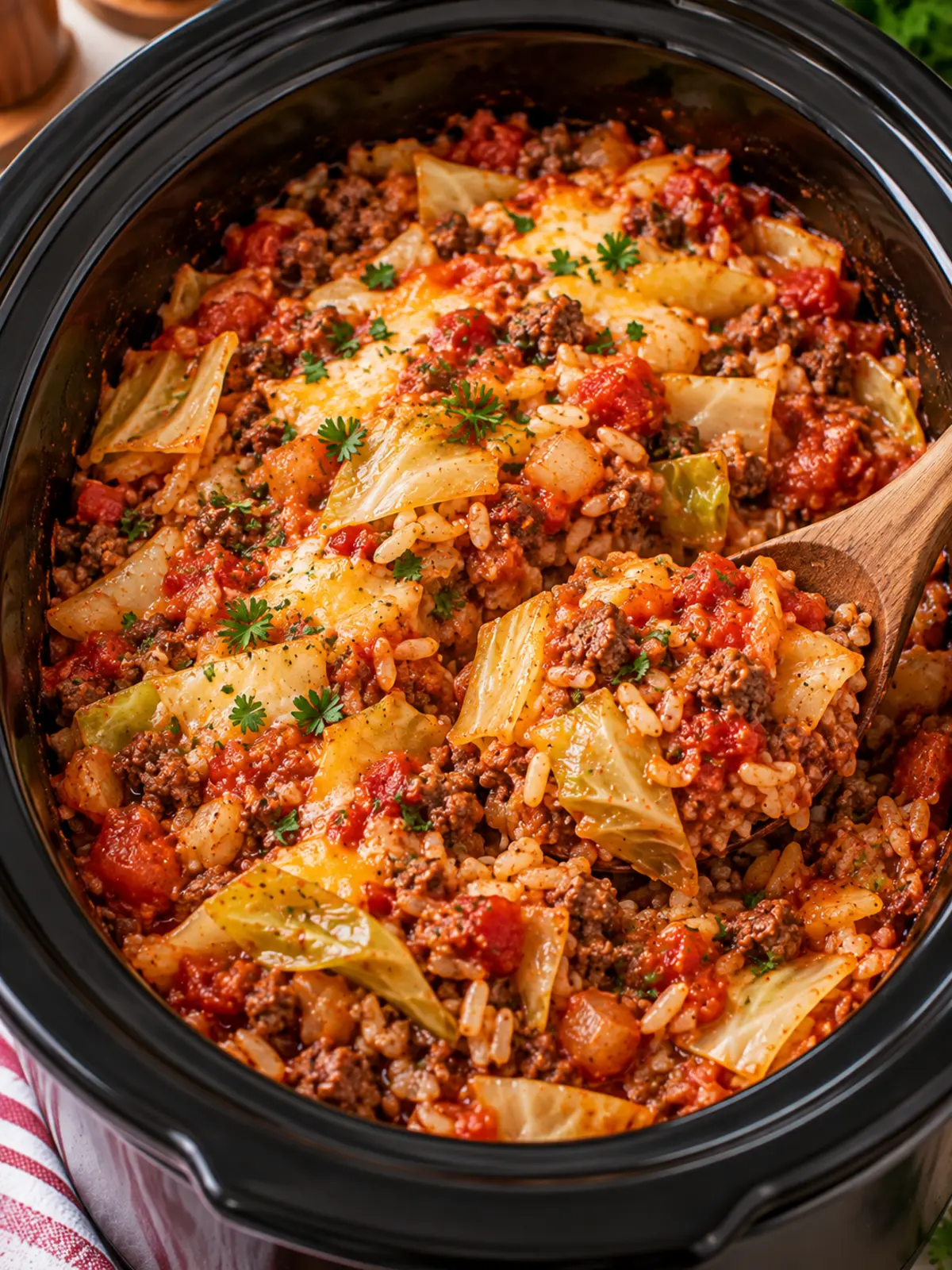 Cabbage Roll Casserole in a Crockpot — final dish