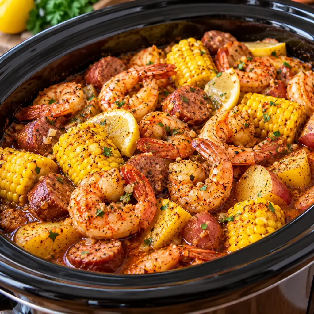 Cajun Shrimp Boil in a Slow Cooker — featured