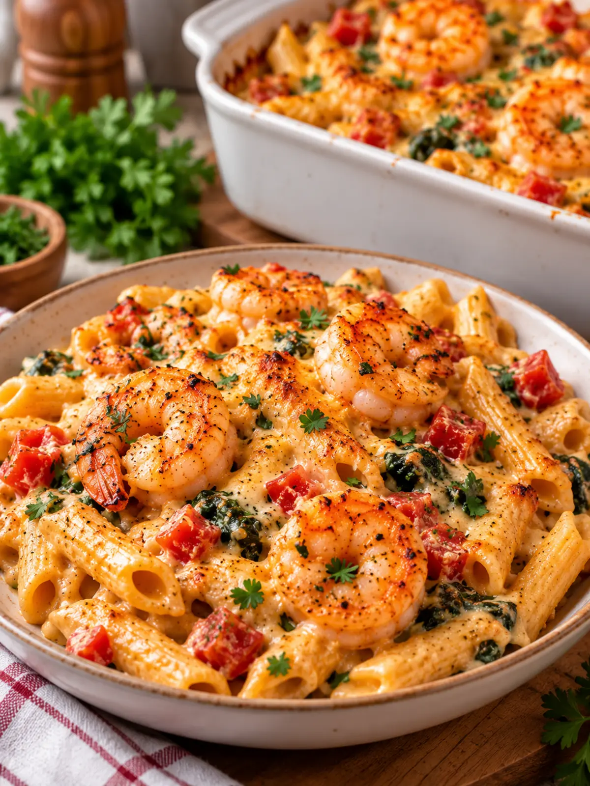 Cajun Shrimp Pasta Bake: A Creamy Delight — finished dish