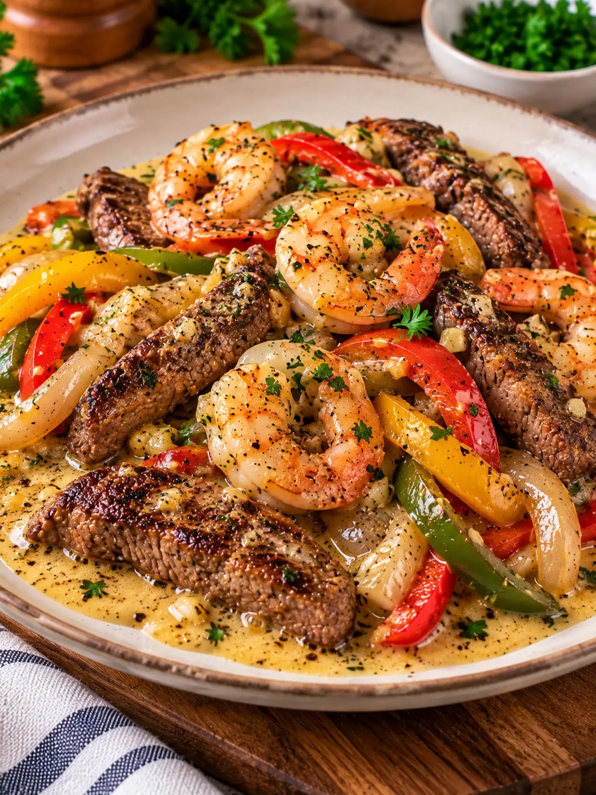 Creamy Garlic Butter Steak and Shrimp Skillet Delight — final beauty