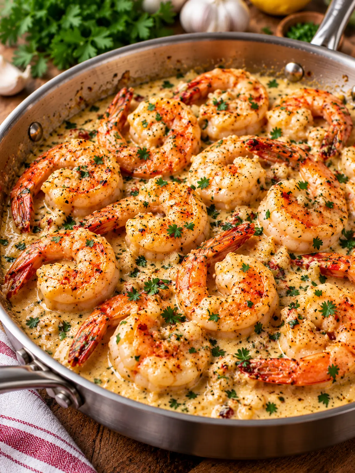 Creamy Garlic Shrimp — finished dish