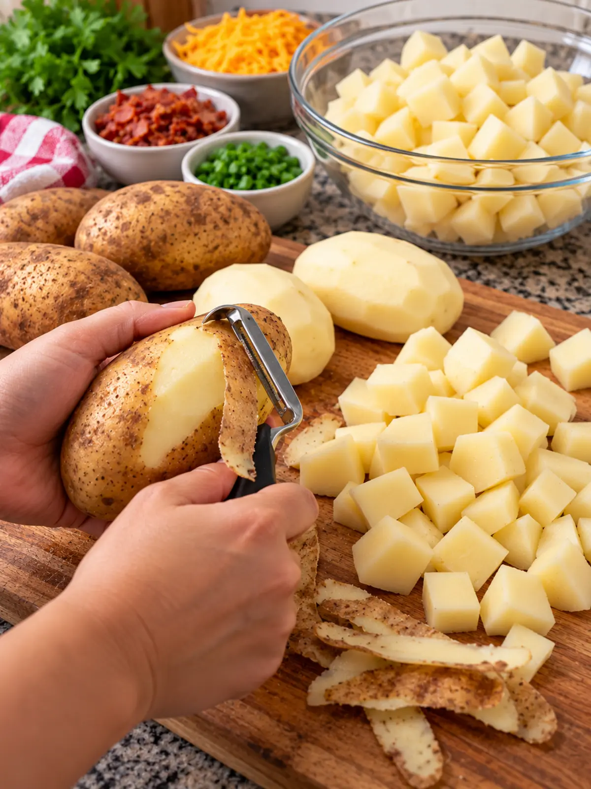 Crock Pot Potato Soup - Creamy and Hearty Comfort — instructional image for preparing ingredients