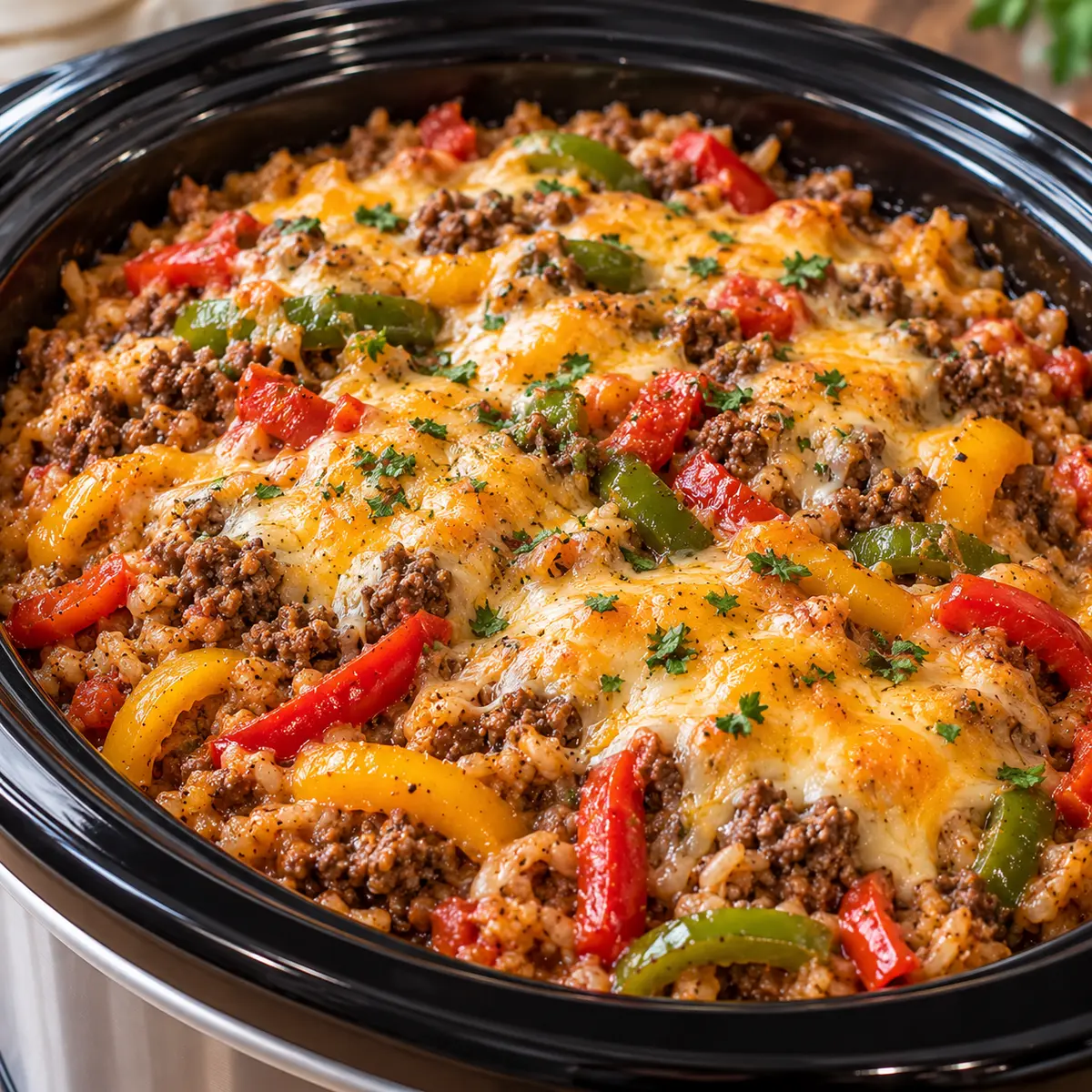 Crockpot Beef and Pepper Casserole - Comforting Meal — featured