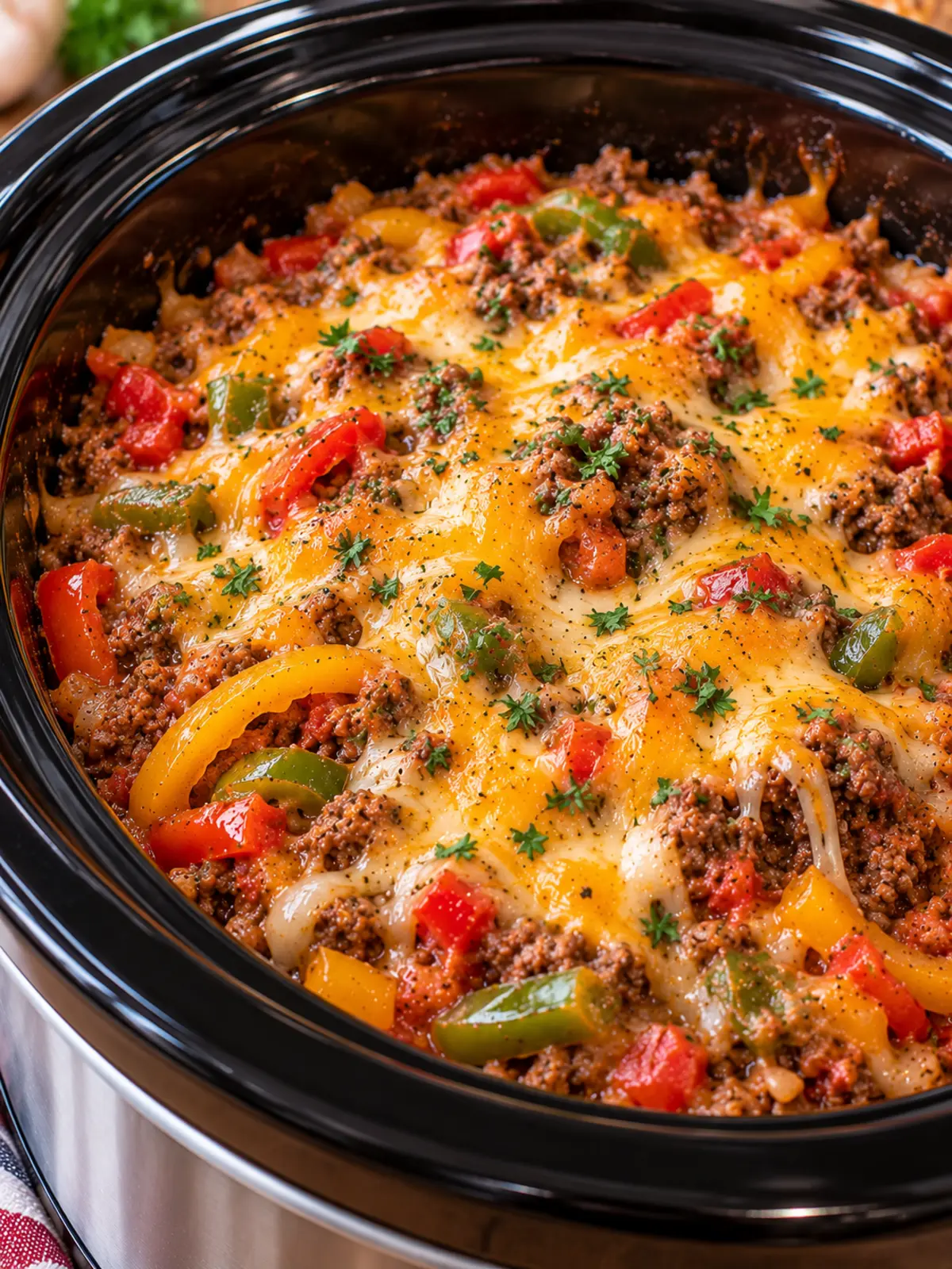 Crockpot Beef and Pepper Casserole - Comforting Meal — process