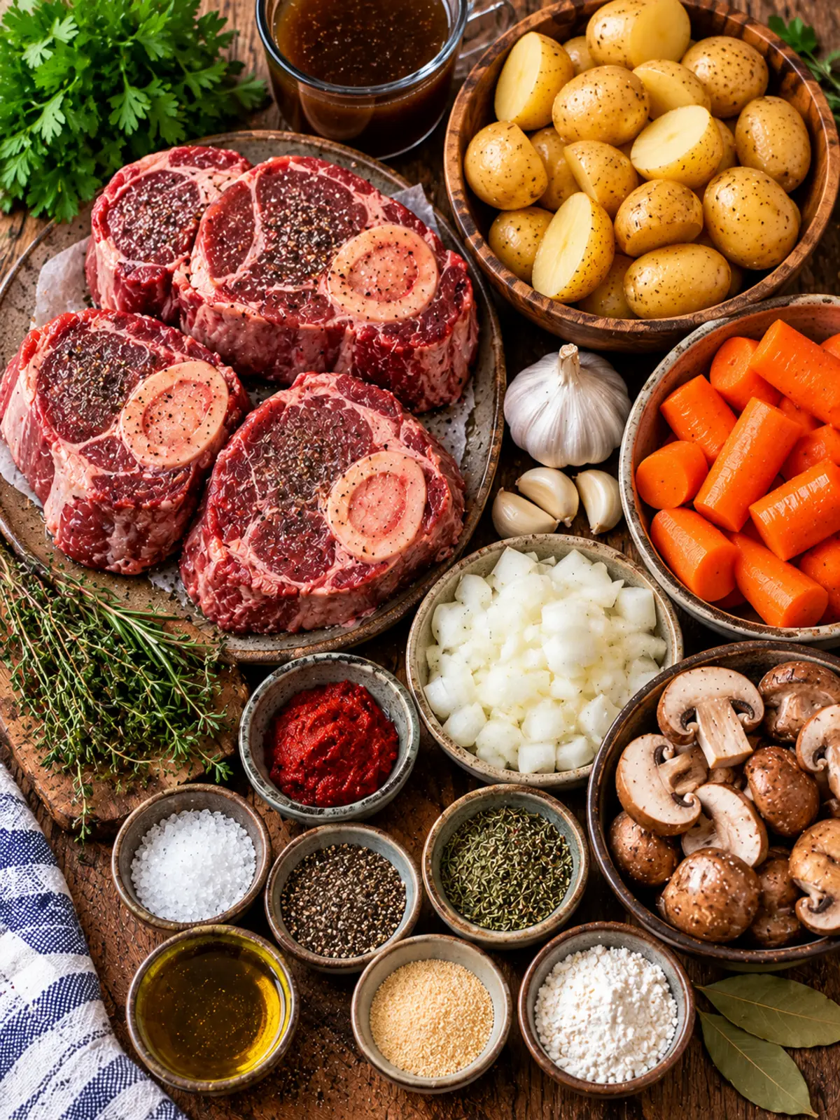 Crockpot Beef Shank: Hearty Slow-Cooked Meal — ingredients flat-lay