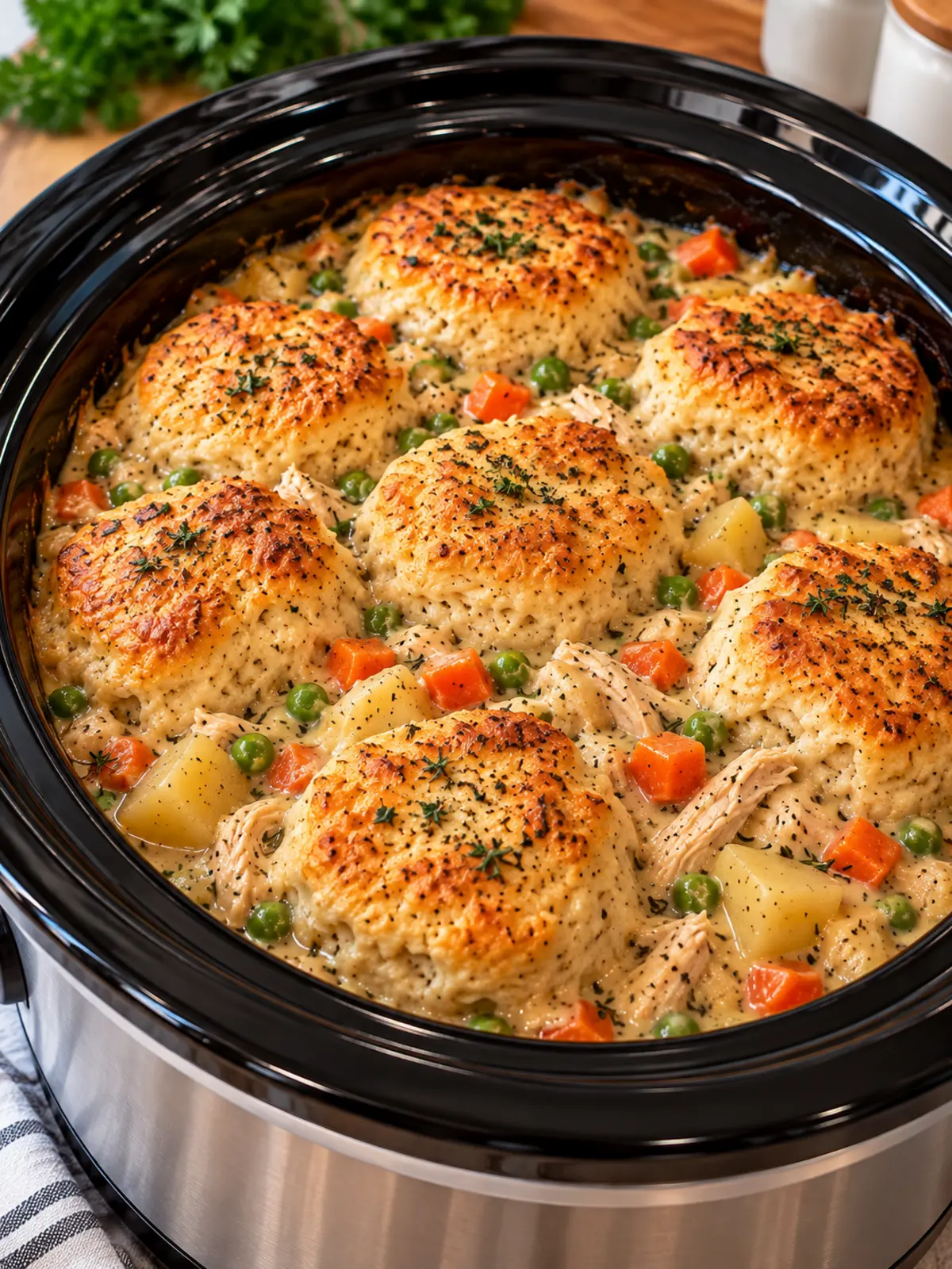 Crockpot Chicken Pot Pie for Comfort Food Lovers — finished dish