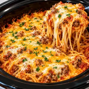Crockpot Million Dollar Spaghetti - A Cheesy Casserole — featured