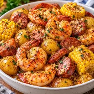Garlic Butter Shrimp and Sausage Boil — featured