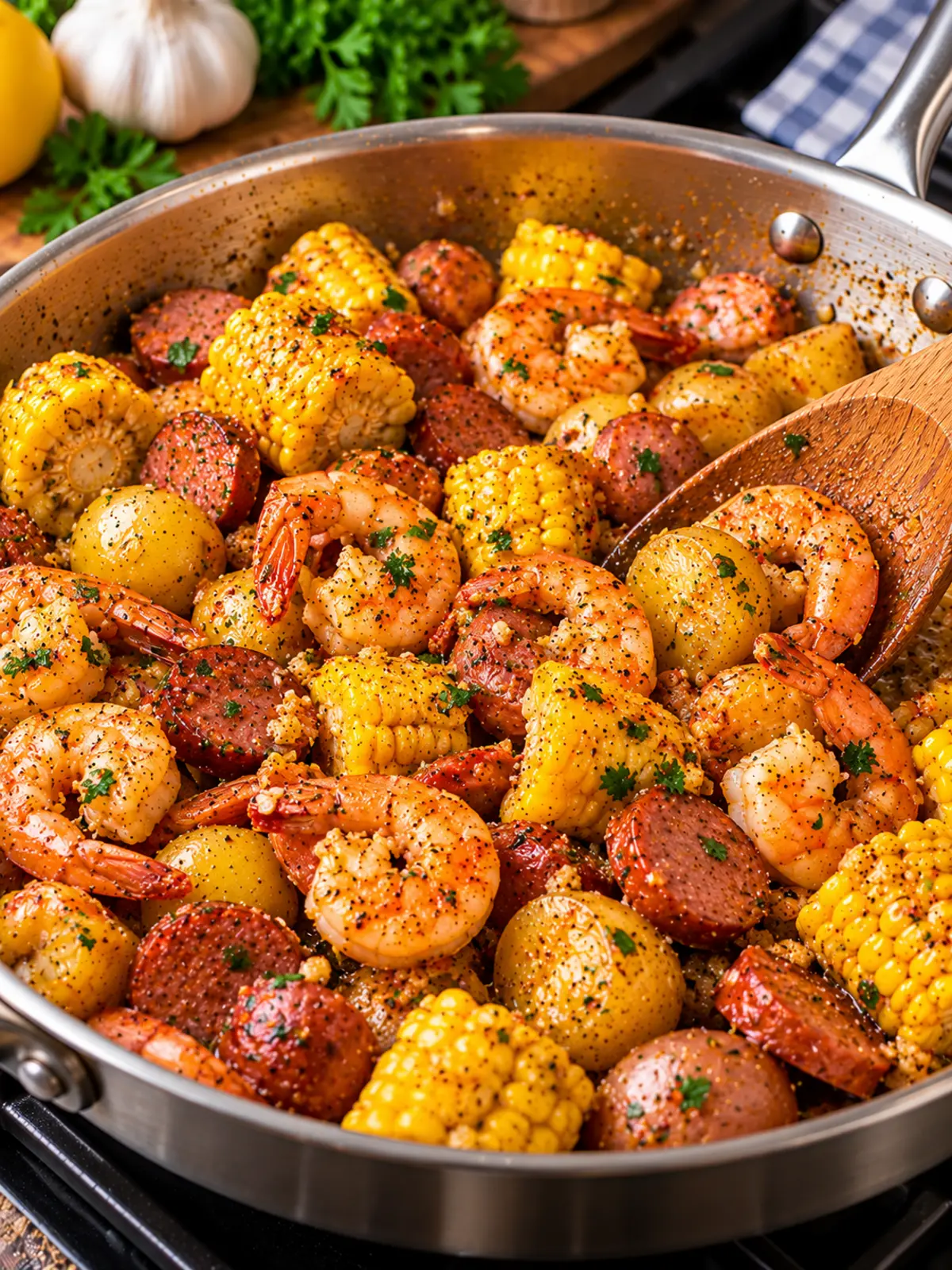 Garlic Butter Shrimp and Sausage Boil — final serving image