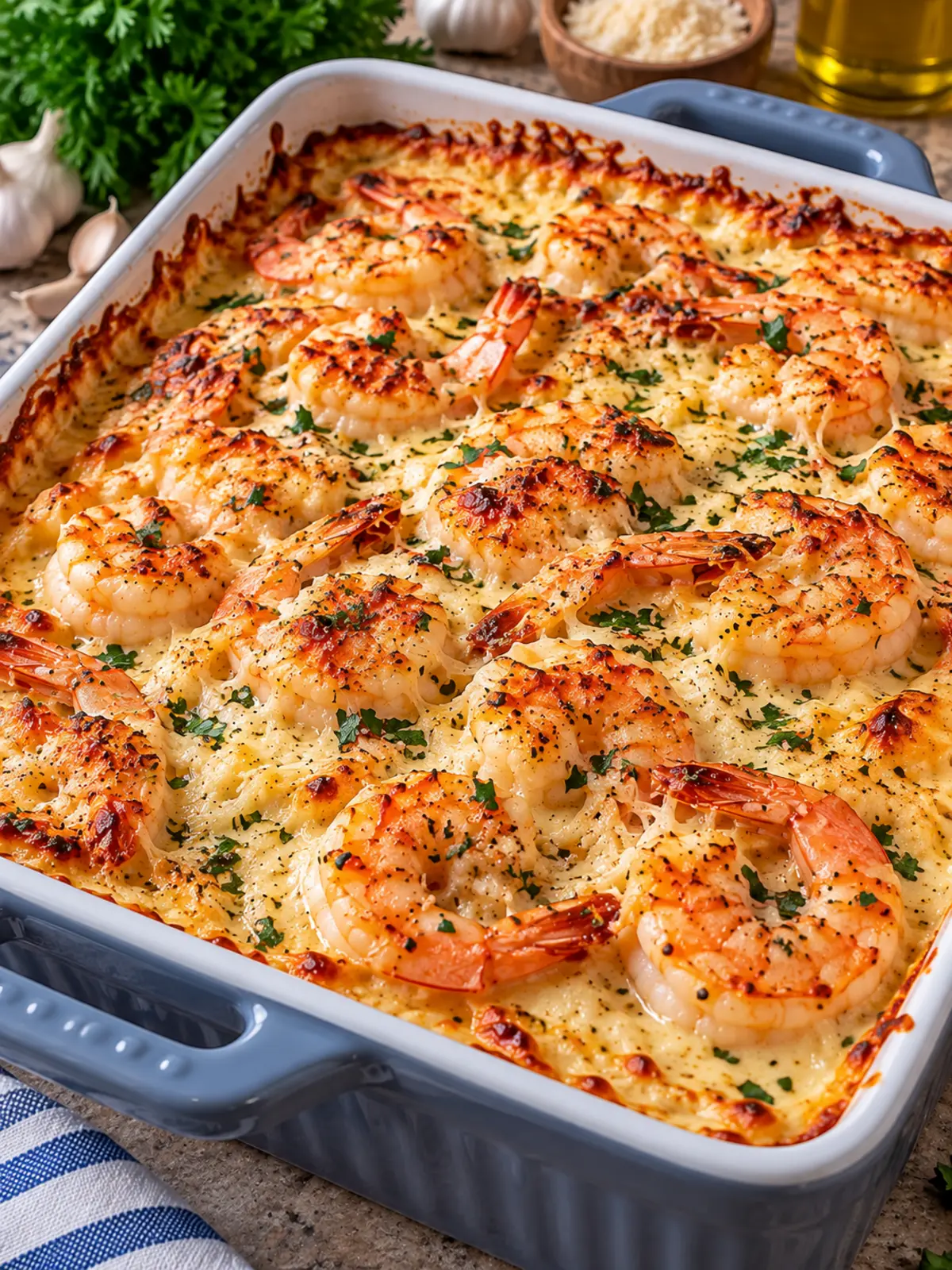 Garlic Butter Shrimp Casserole — finished dish
