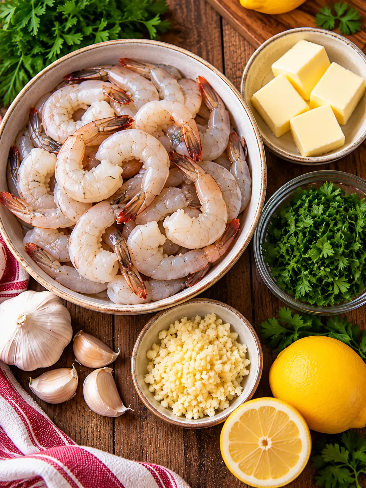 Garlic Butter Shrimp for a Flavorful Dinner — ingredients flat-lay