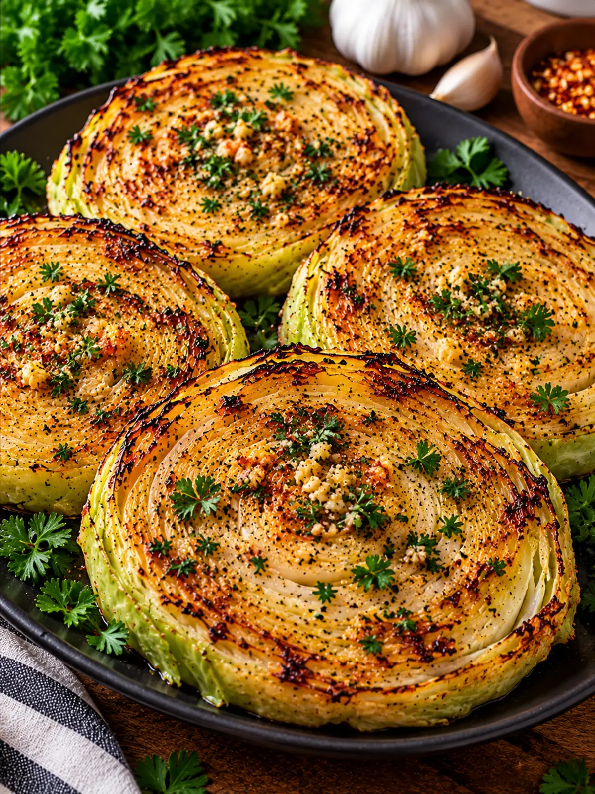 Grilled Cabbage Steaks with Garlic Butter — final beauty shot