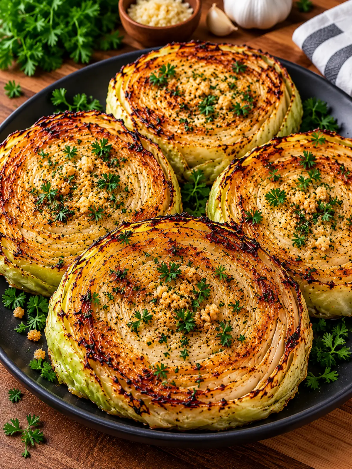Grilled Cabbage Steaks with Garlic Butter — finished product