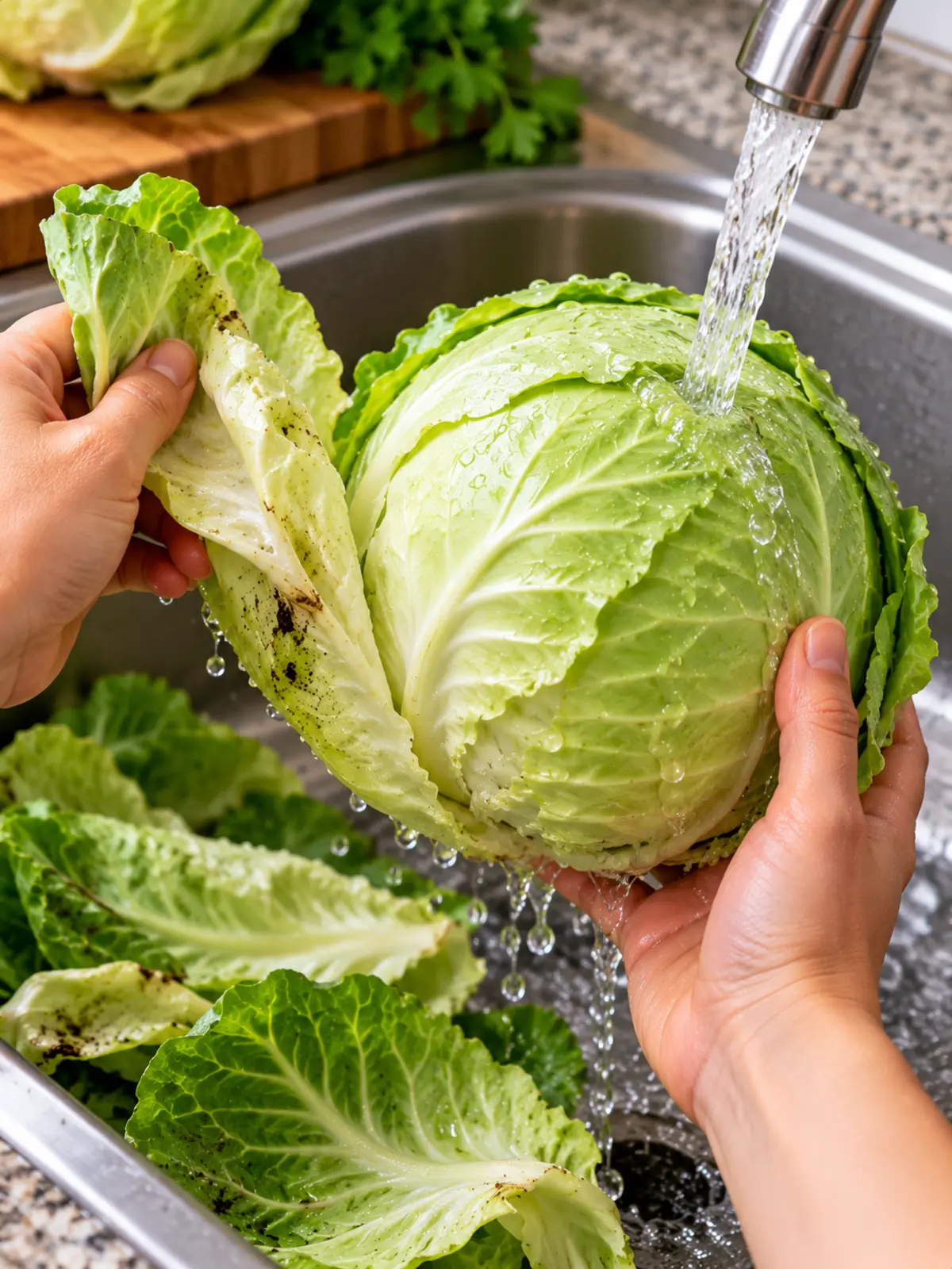 Grilled Cabbage Steaks with Garlic Butter — instructional process