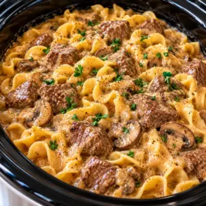Hearty Beef Tips and Noodles in Creamy Gravy — featured