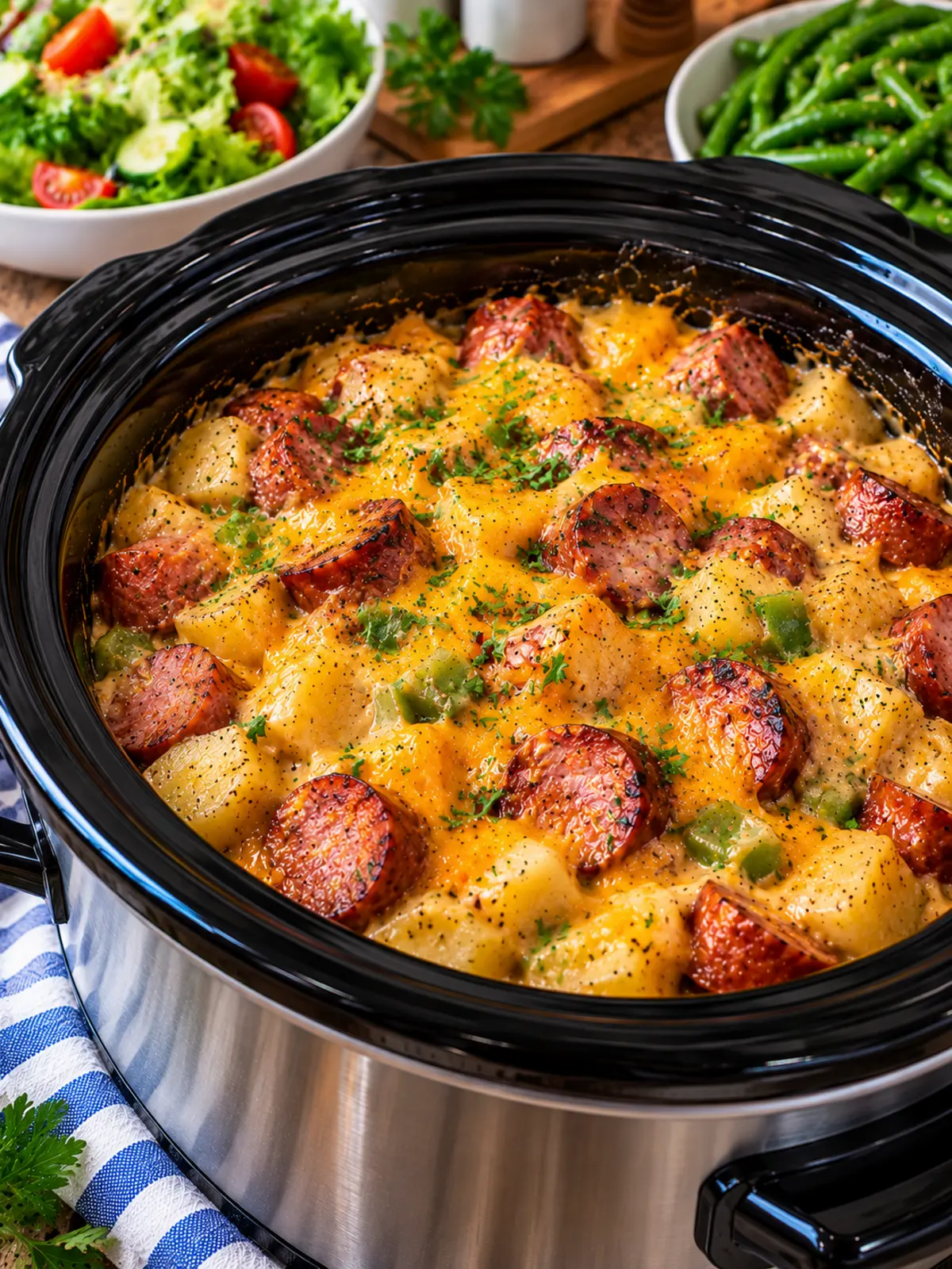 Mississippi Kielbasa and Cheesy Potatoes — finished dish final
