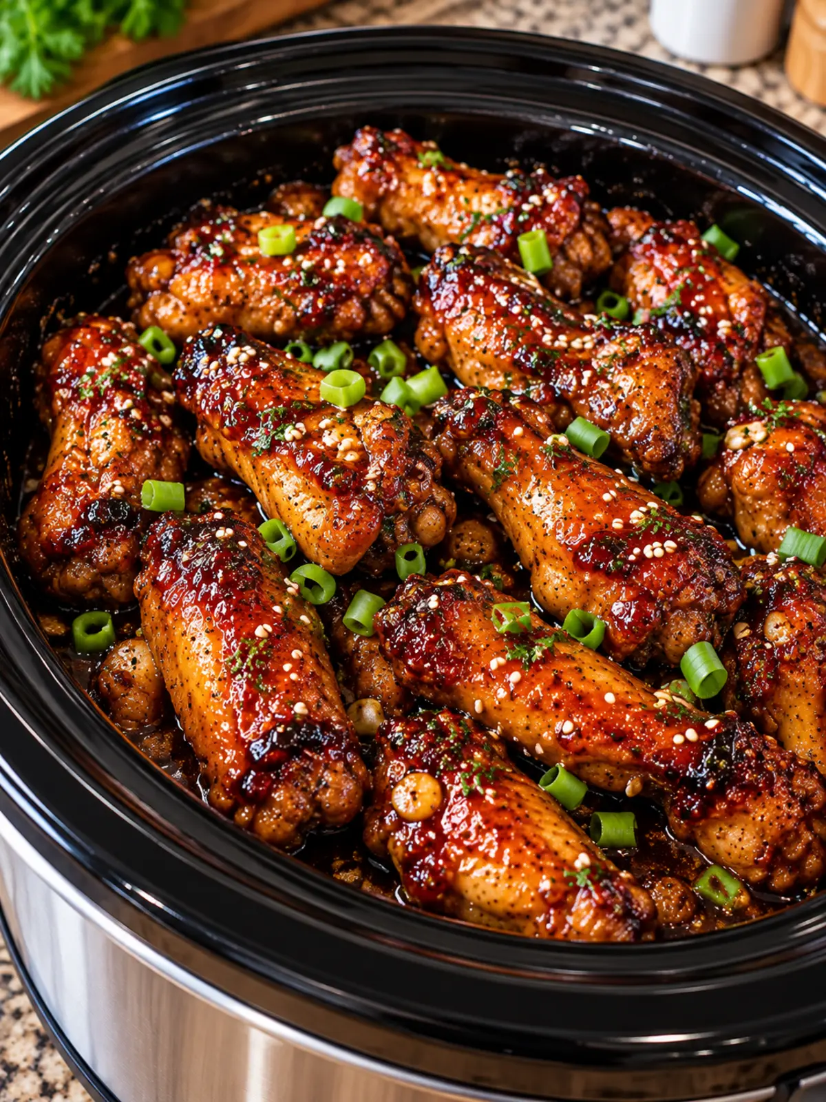 Slow Cooker Glazed Wings for Delicious Flavor — finished dish