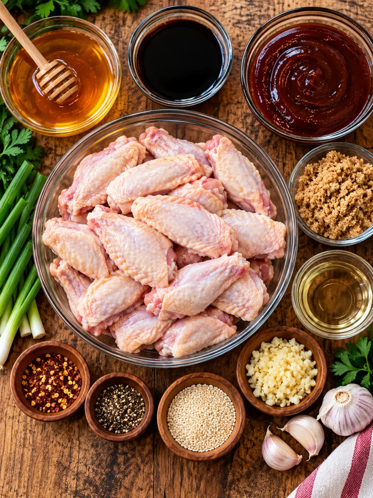 Slow Cooker Glazed Wings for Delicious Flavor — ingredients flat lay